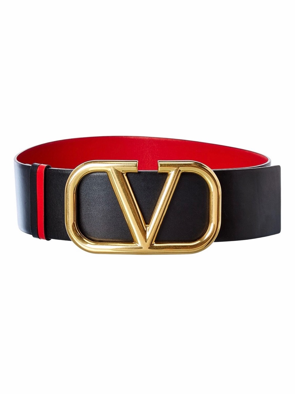 Valentino Black and Gold V-Buckle Waist Belt